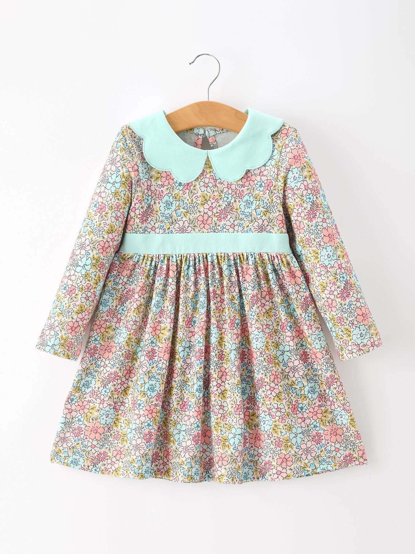Mint Floral Girl Dress Petals Collar - Abbies Place