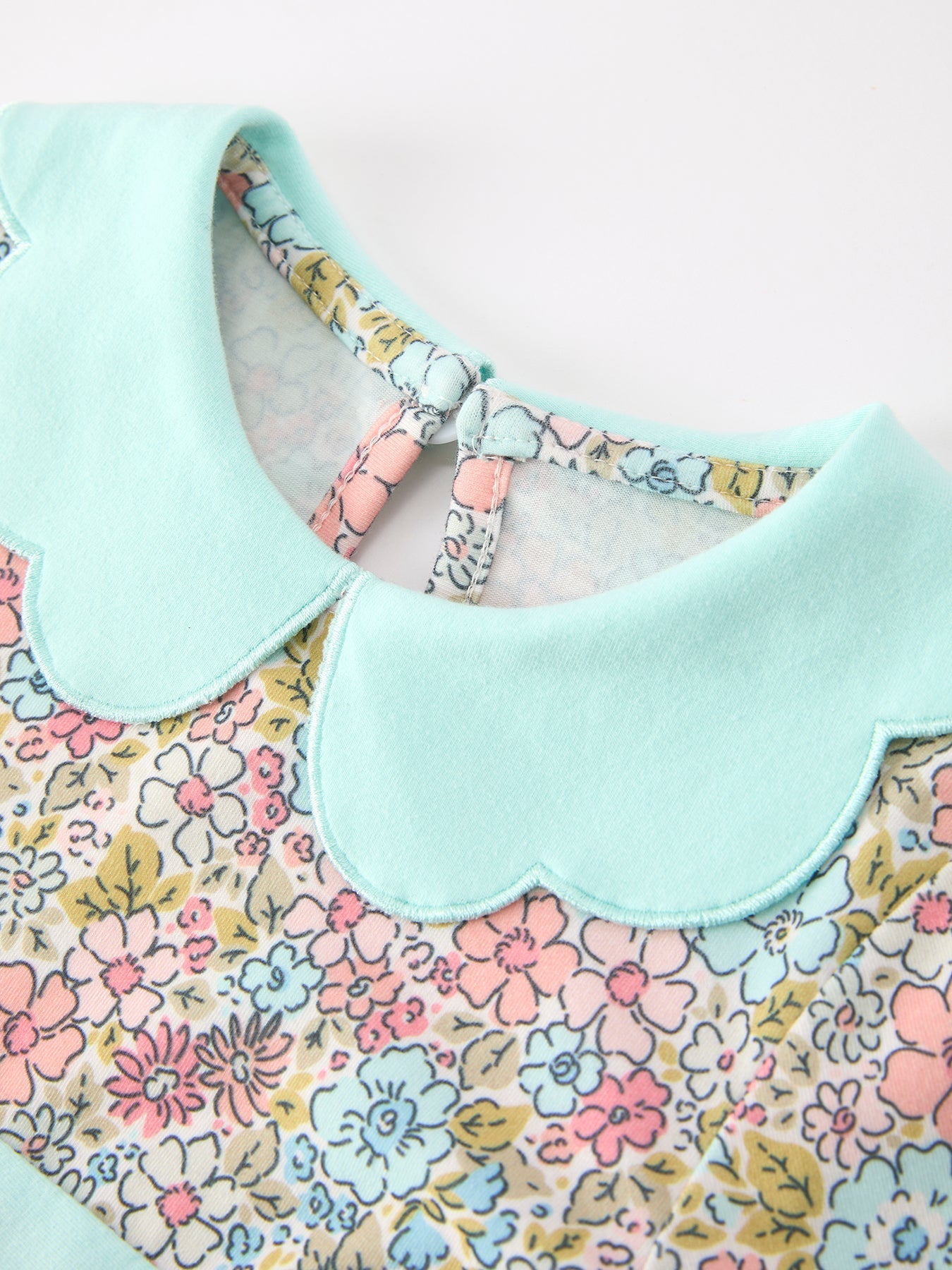 Mint Floral Girl Dress Petals Collar - Abbies Place