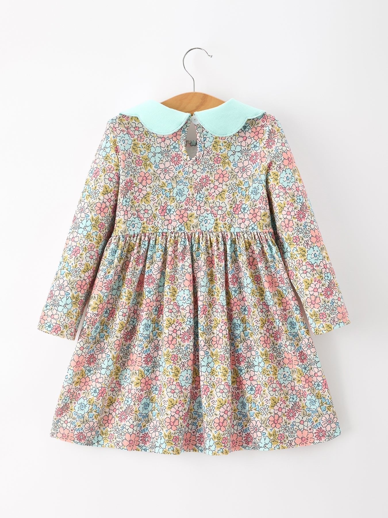 Mint Floral Girl Dress Petals Collar - Abbies Place