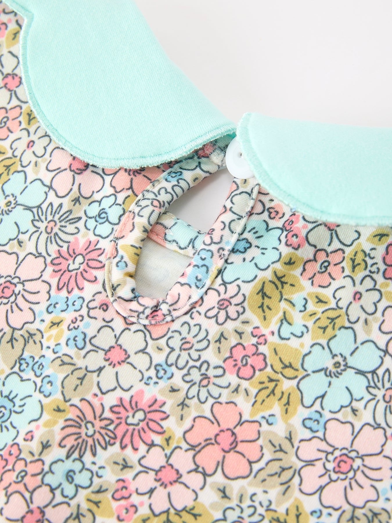 Mint Floral Girl Dress Petals Collar - Abbies Place