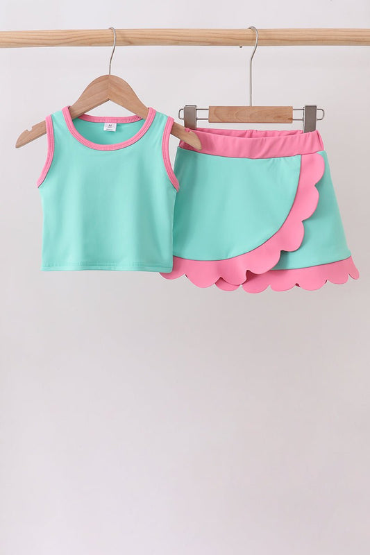 Mint Performance Scalloped Skorts Set - Abbies Place