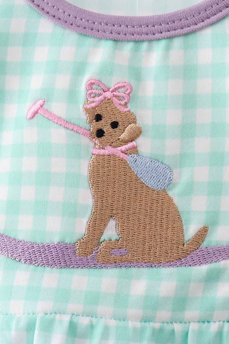 Mint Puppy Plaid Embroidered Bubble - Abbies Place
