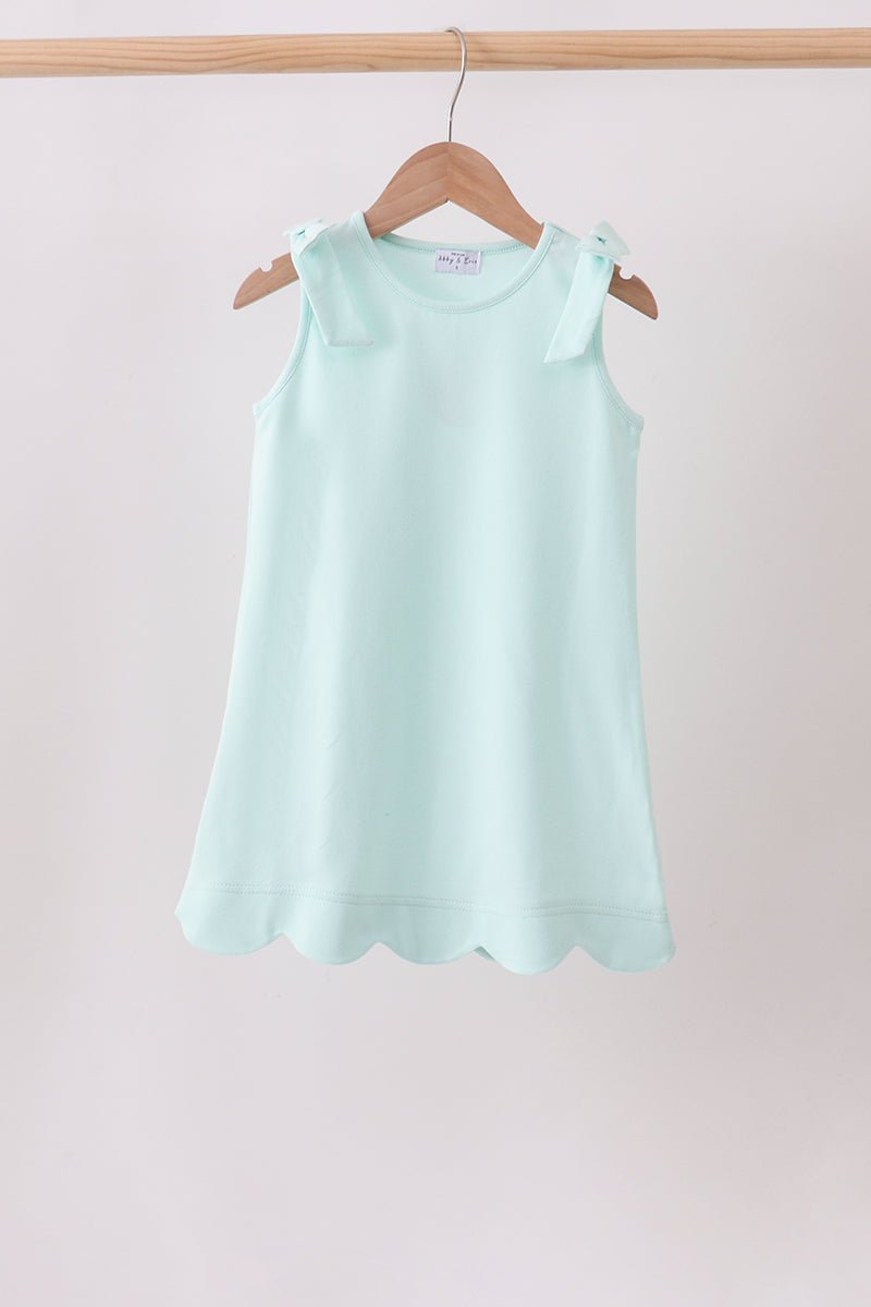 Mint Scalloped Bow Dress - Abbies Place