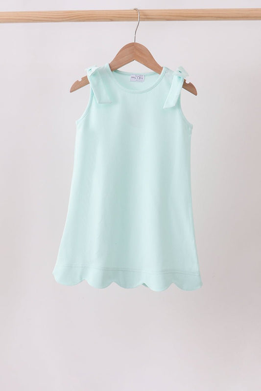 Mint Scalloped Bow Dress - Abbies Place