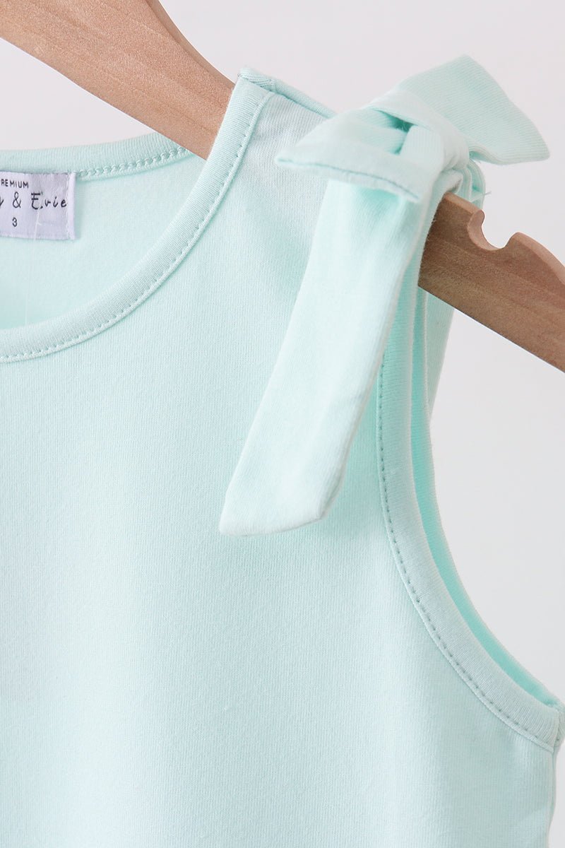Mint Scalloped Bow Dress - Abbies Place