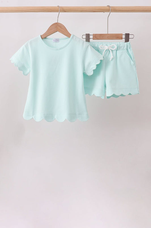 Mint Scalloped Shorts Set - Abbies Place