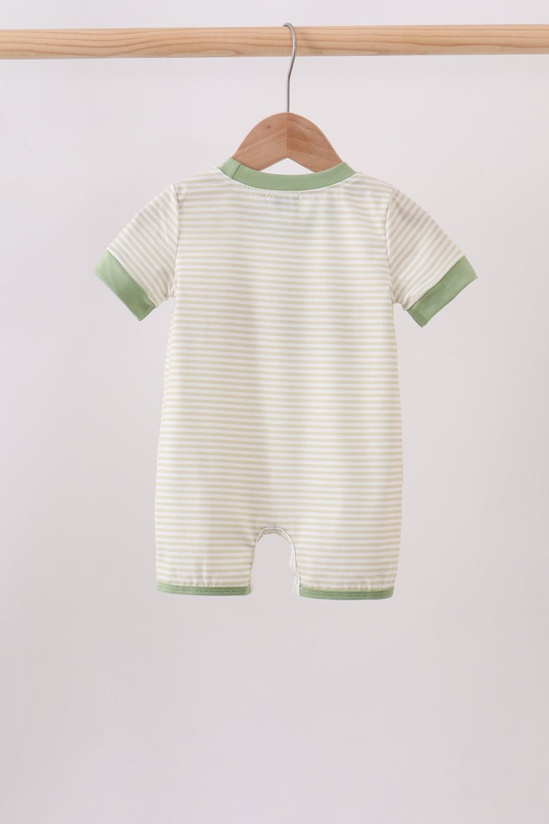 Monster truck embroidery stripe romper - Abbies Place