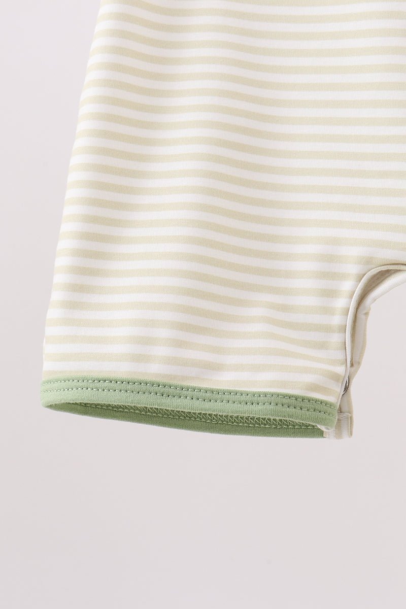 Monster truck embroidery stripe romper - Abbies Place