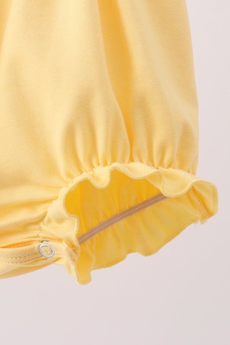 Mustard character embroidery ruffle bubble - Abbies Place
