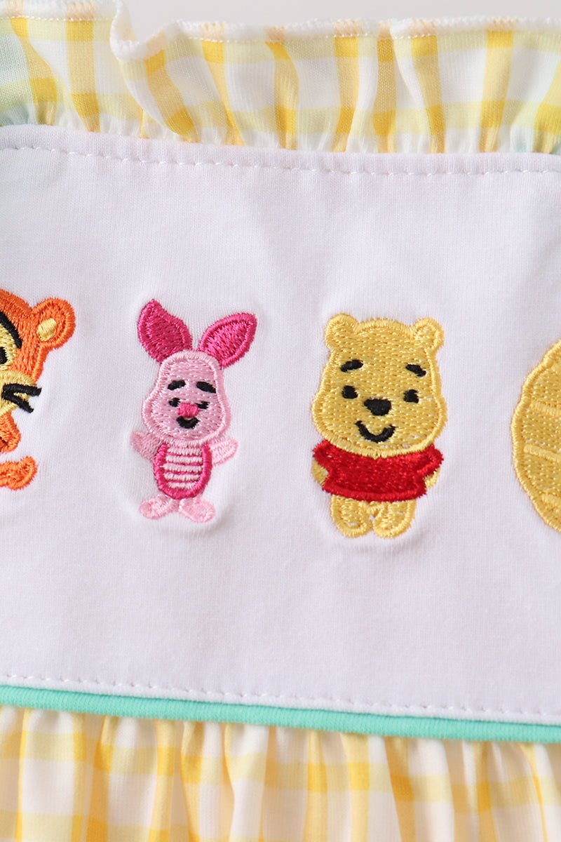 Mustard Honey Bear Embroidered Bloomer set - Abbies Place