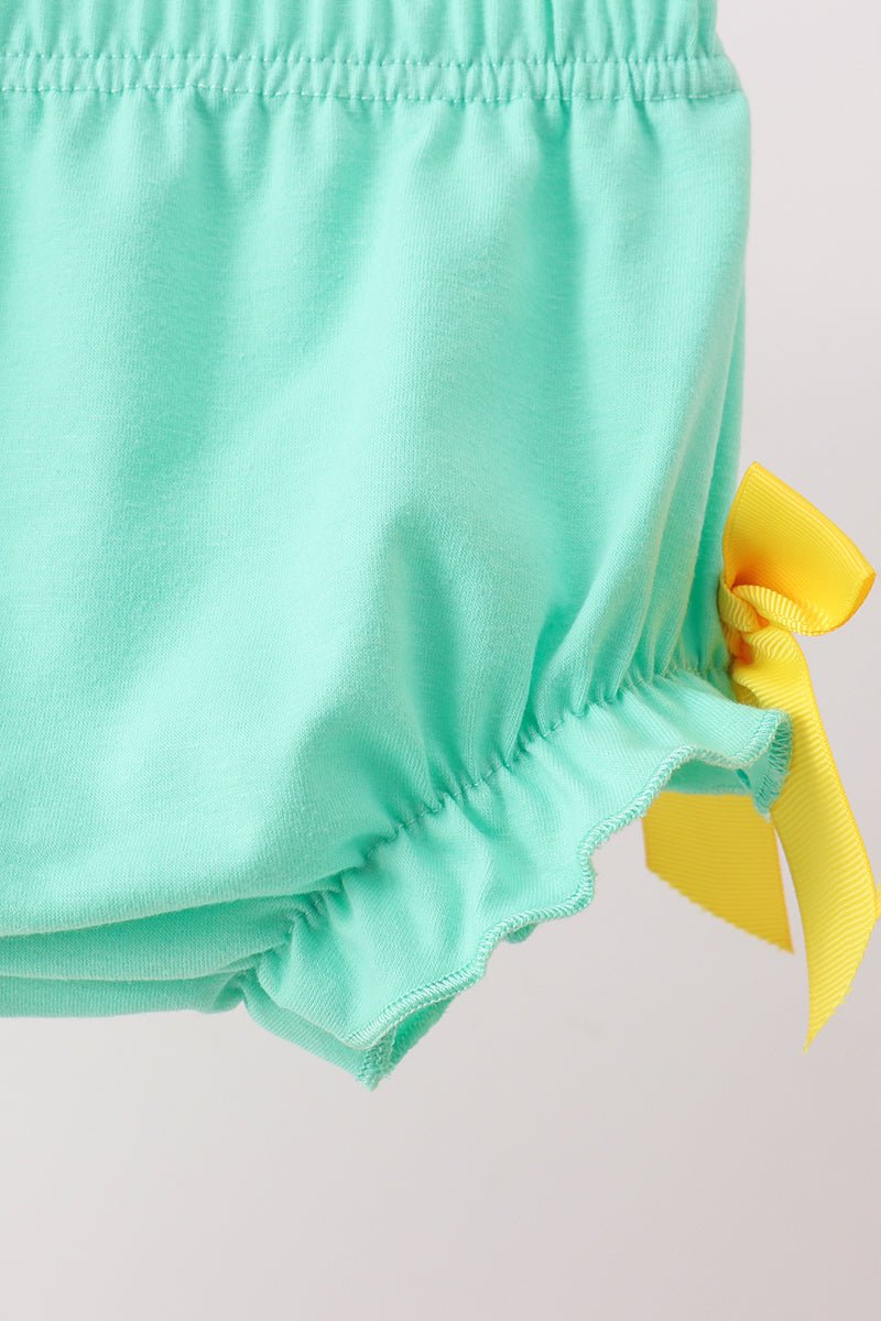 Mustard Honey Bear Embroidered Bloomer set - Abbies Place