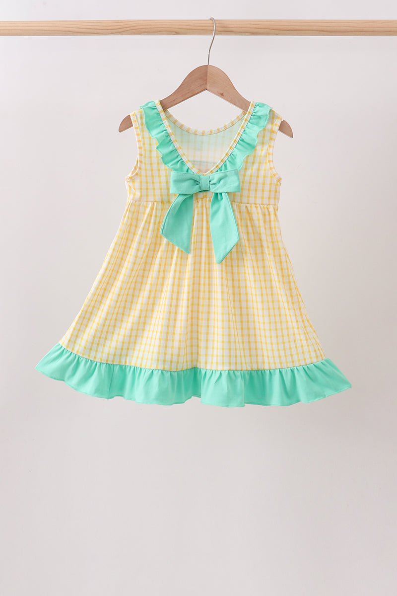 Mustard Honey Bear Embroidered Dress - Abbies Place