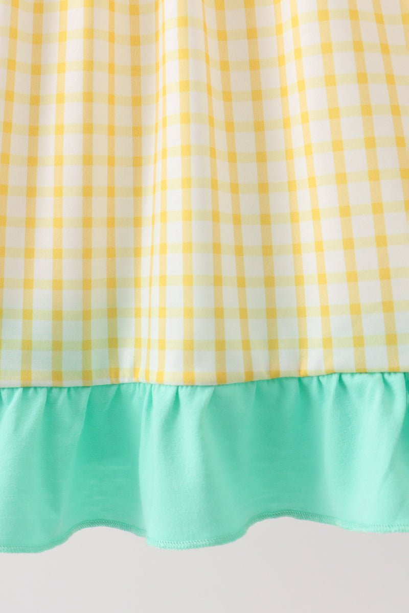 Mustard Honey Bear Embroidered Dress - Abbies Place