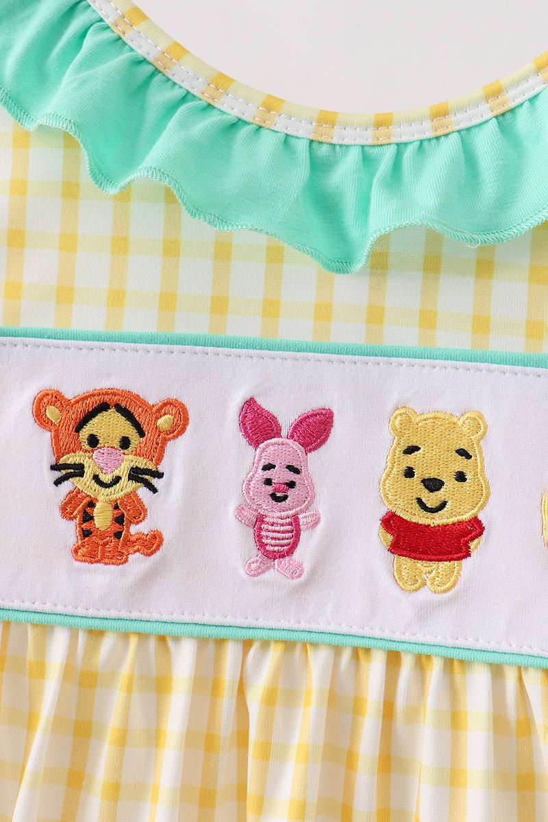Mustard Honey Bear Embroidered Dress - Abbies Place