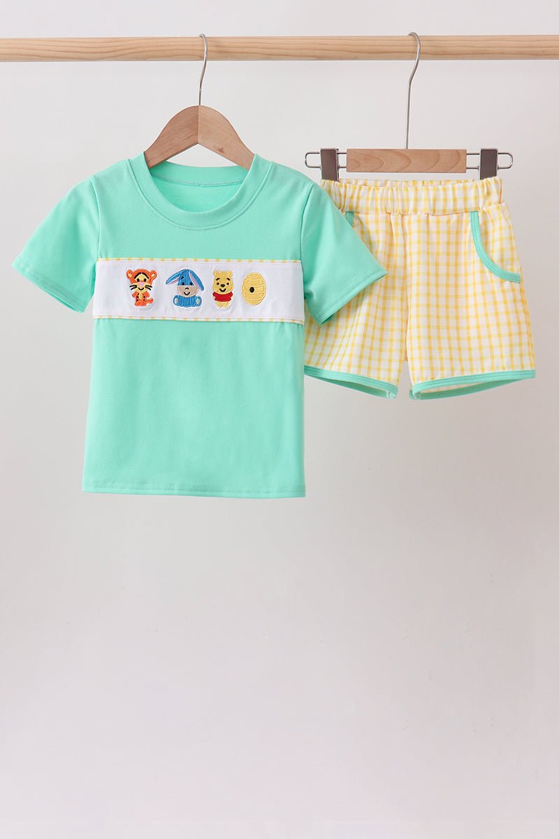 Mustard Honey Bear Embroidered Short Set - Abbies Place