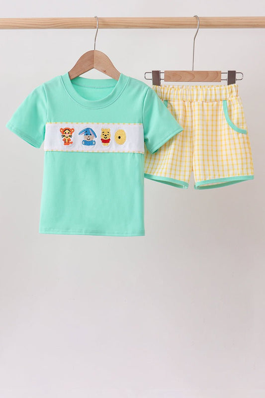 Mustard Honey Bear Embroidered Short Set - Abbies Place