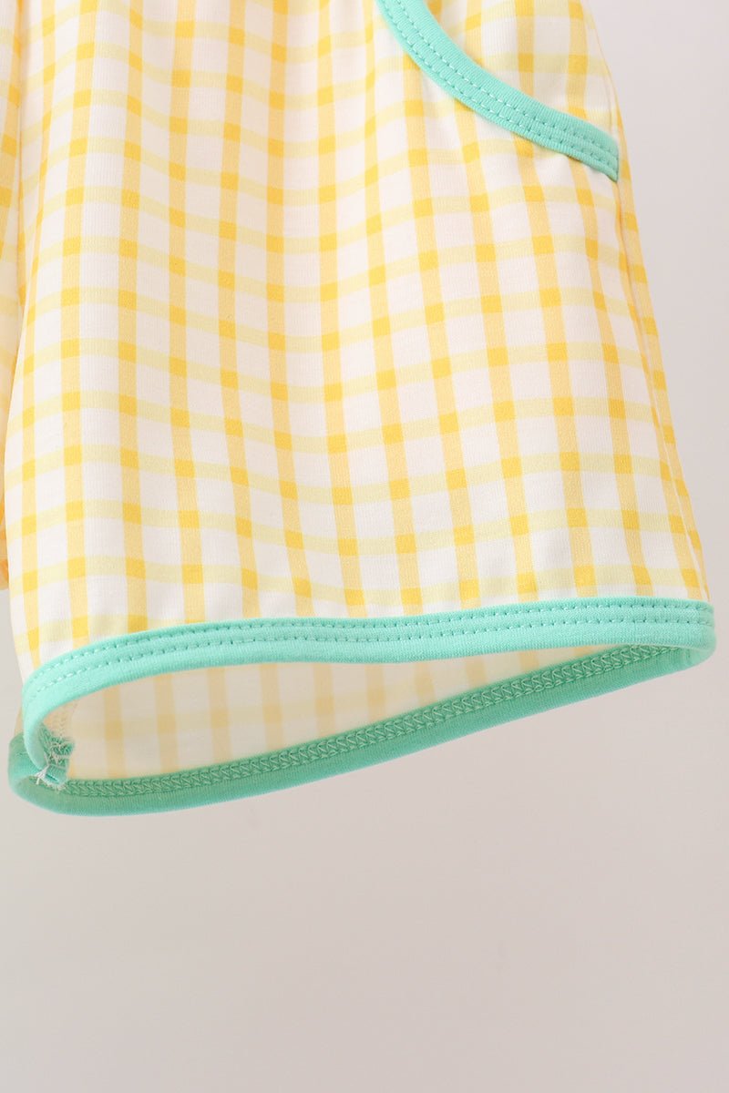 Mustard Honey Bear Embroidered Short Set - Abbies Place