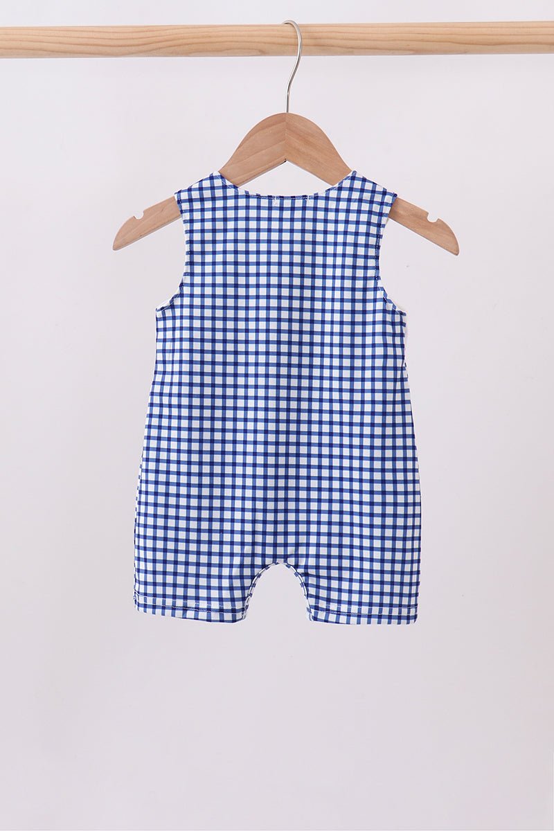 Navy Apple Embroidered Gingham Jon Jon - Abbies Place