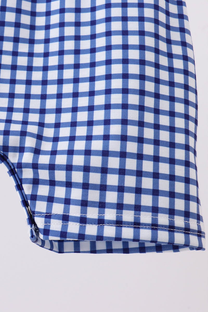 Navy Apple Embroidered Gingham Jon Jon - Abbies Place