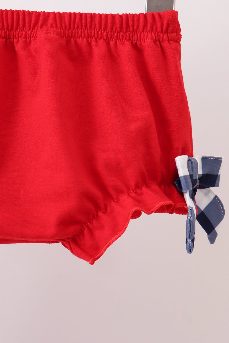 Navy Apple Smocked Gingham Bloomer Set - Abbies Place