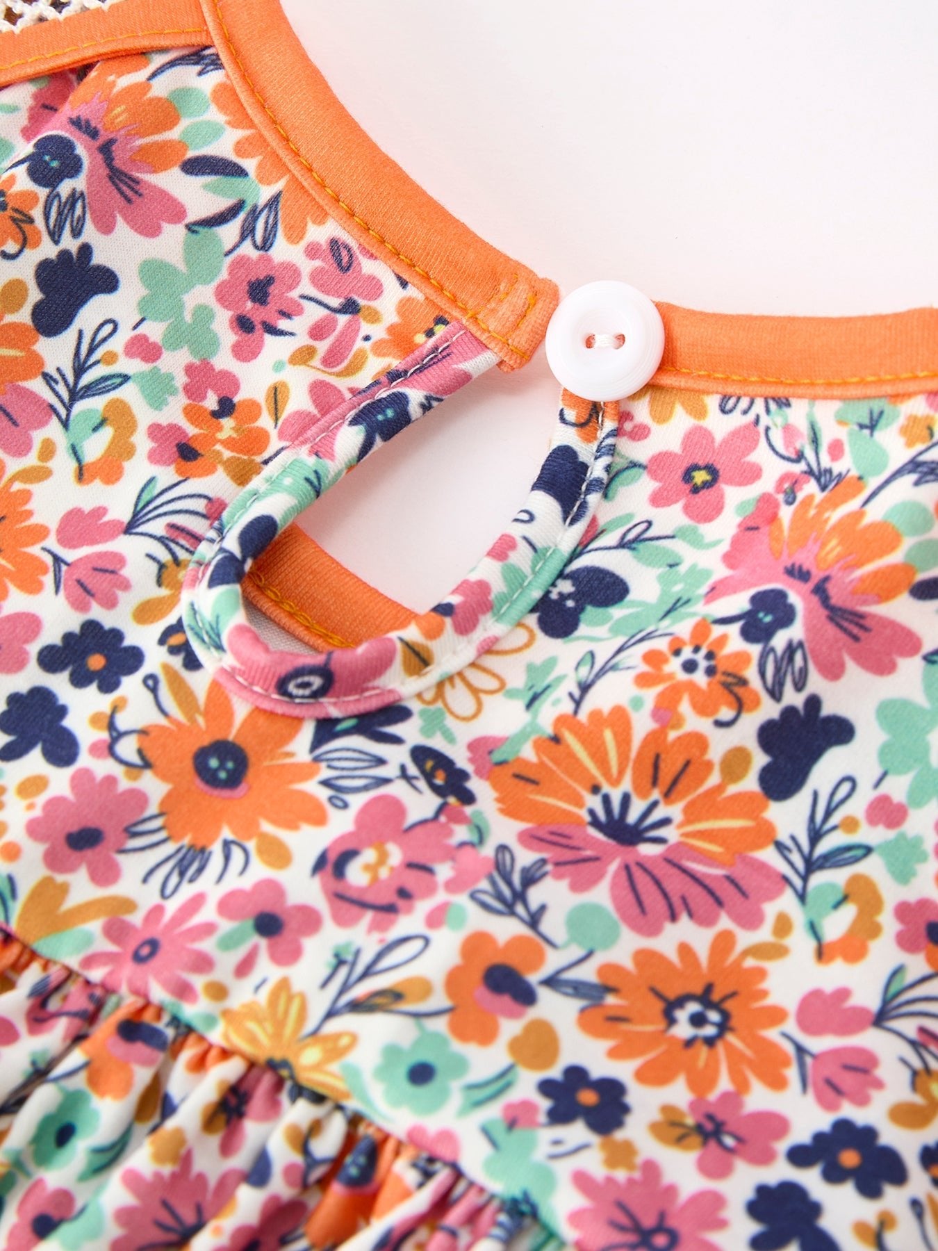 Orange Floral Bow Petals Collar Girls Dress - Abbies Place