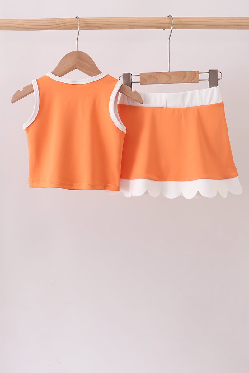 Orange Performance Scalloped Skorts Set - Abbies Place