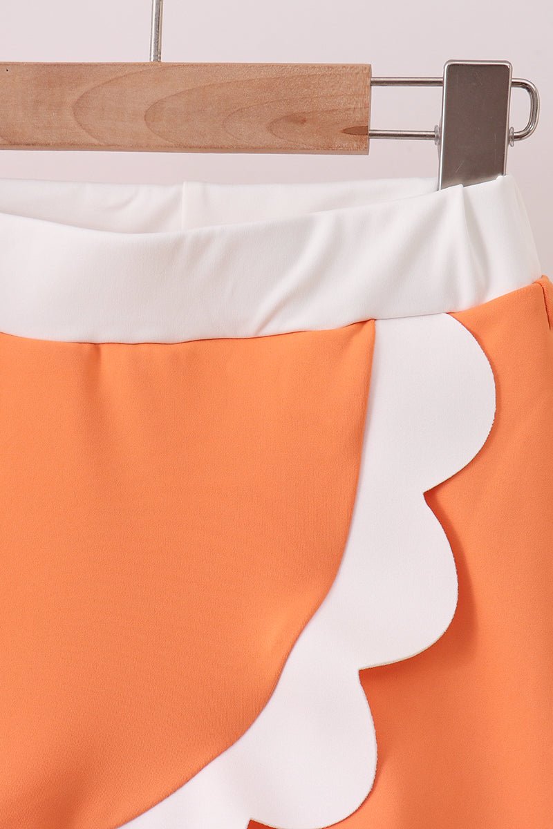 Orange Performance Scalloped Skorts Set - Abbies Place