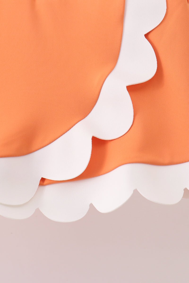 Orange Performance Scalloped Skorts Set - Abbies Place