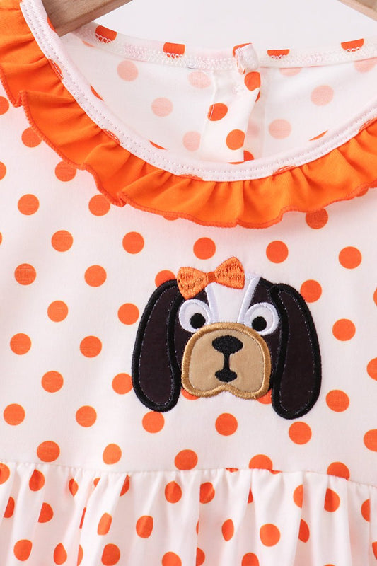 Orange Tennessee Dog Appliqué Dress - Abbies Place