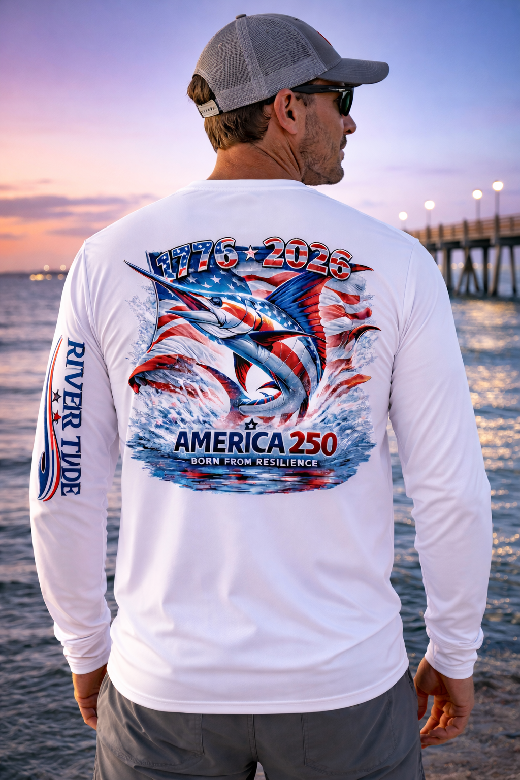 Patriotic Marlin America 250 Long Sleeve Performance Shirt - Abbies Place