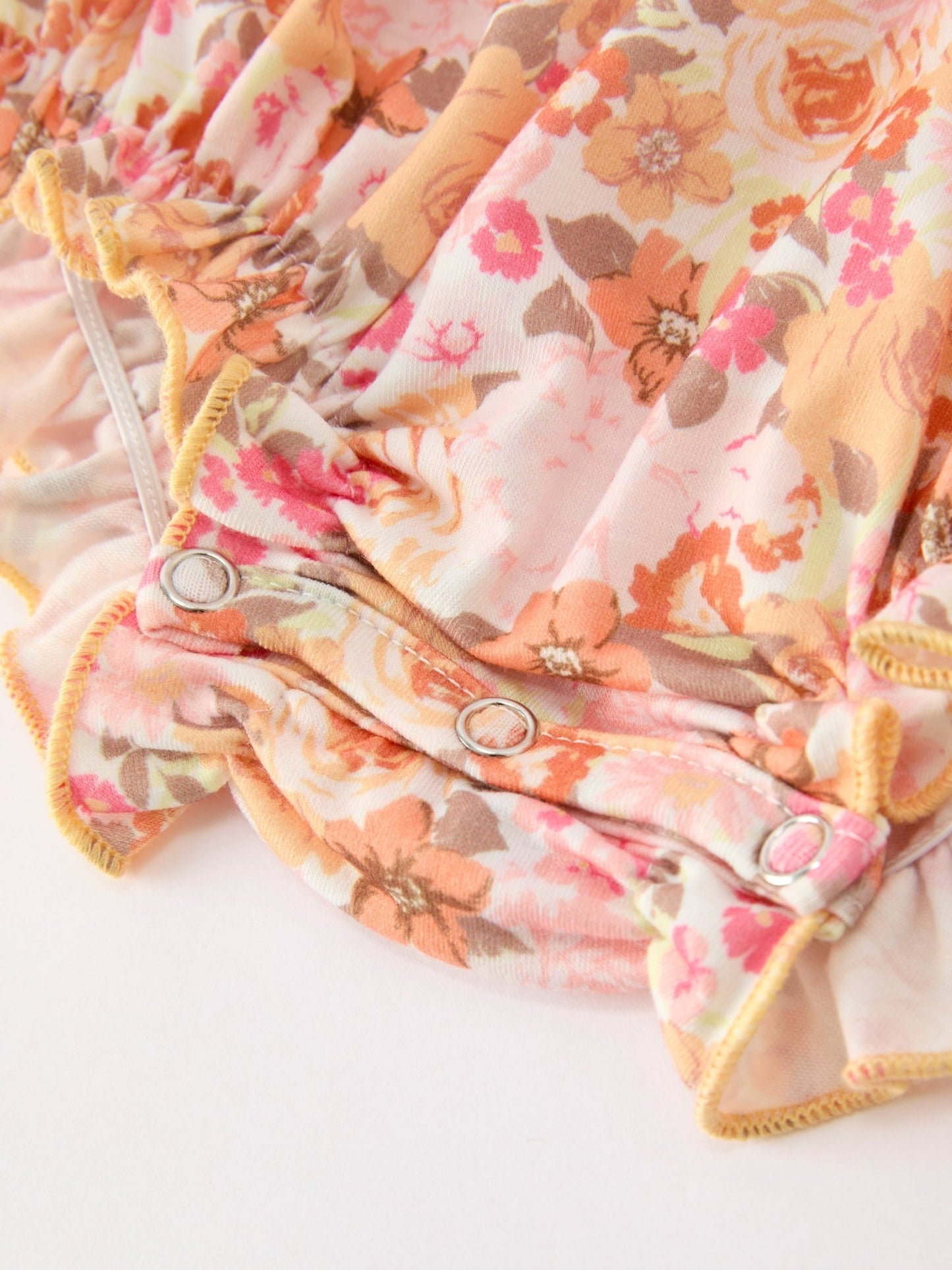Peach Bow Smocked Floral Baby Bubble - Abbies Place