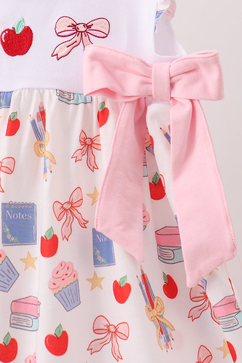 Pink Apple Embroidered Dress - Abbies Place
