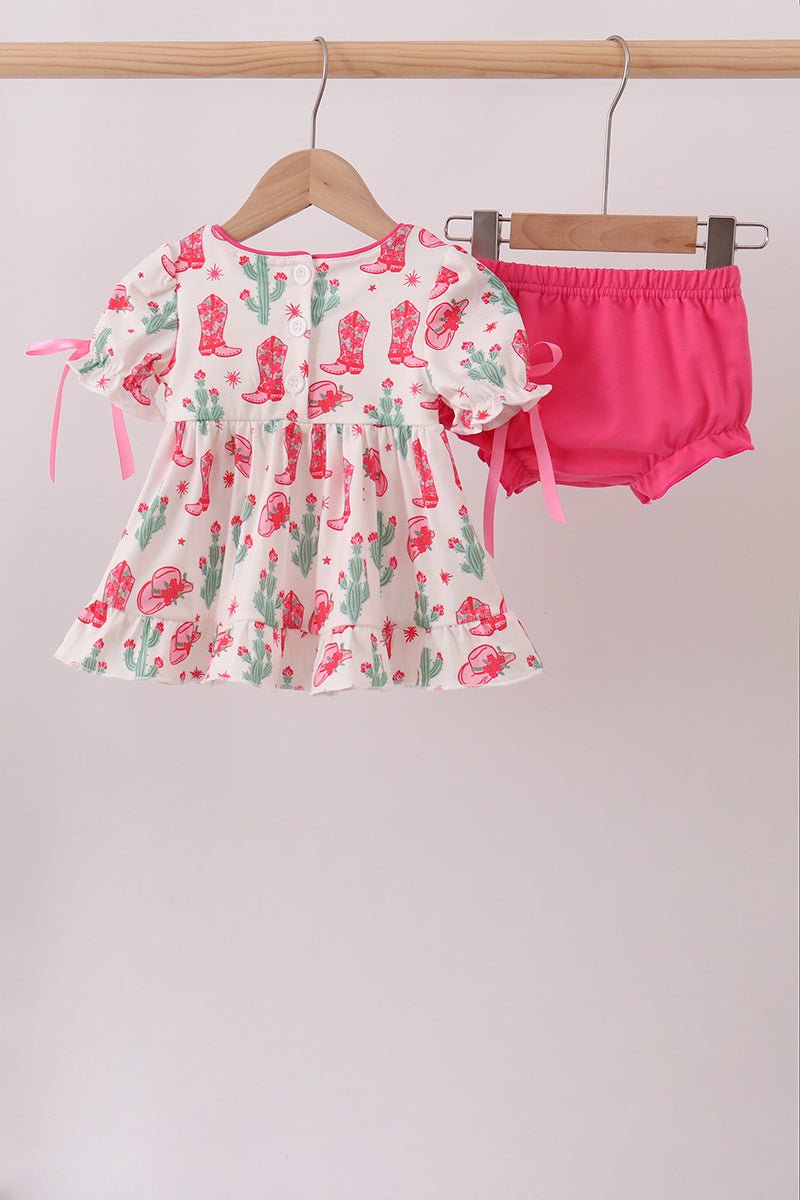 Pink Boots Smocked Bloomer Set - Abbies Place