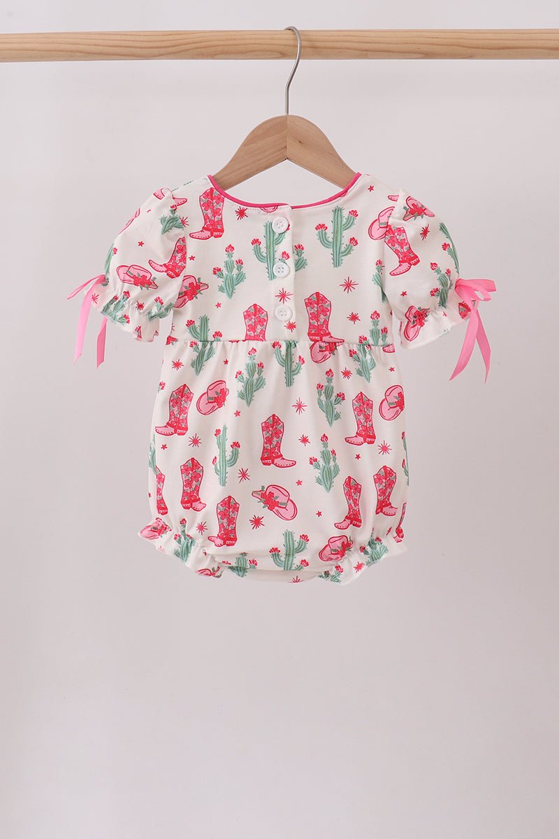 Pink Boots Smocked Bubble - Abbies Place