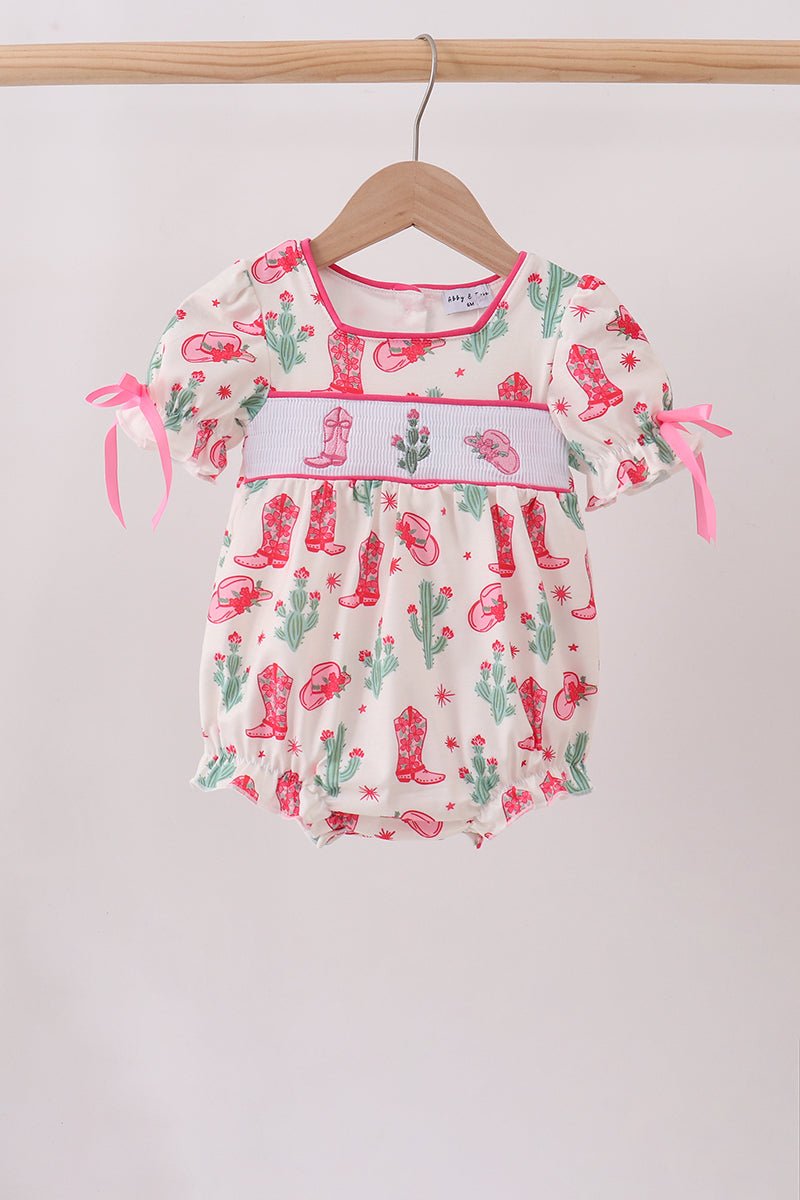 Pink Boots Smocked Bubble - Abbies Place