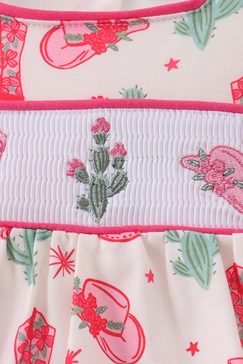 Pink Boots Smocked Bubble - Abbies Place