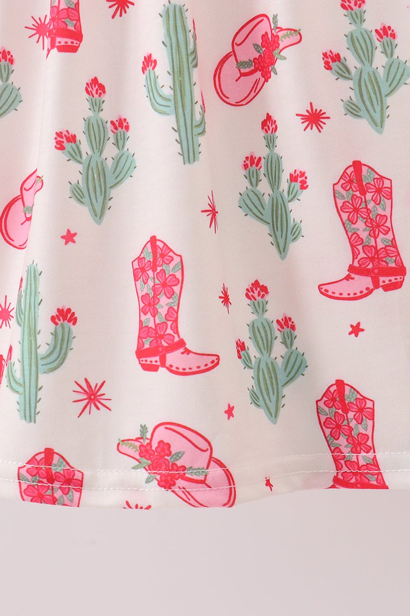 Pink Boots Smocked Dress - Abbies Place