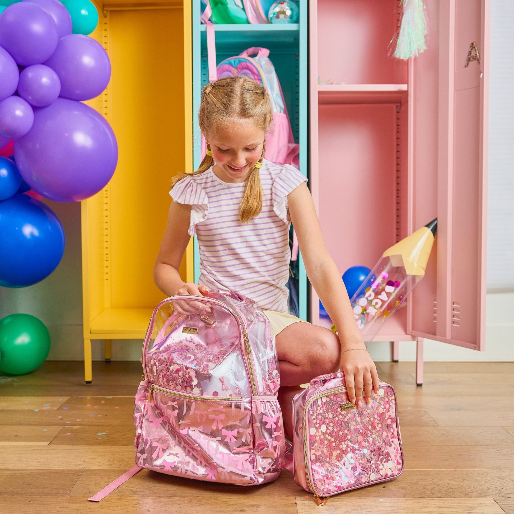 Pink Bow Confetti Backpack - Abbies Place