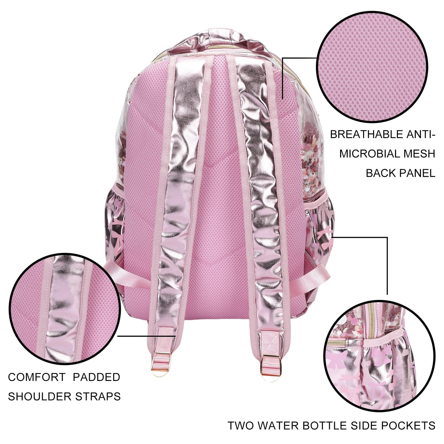 Pink Bow Confetti Backpack - Abbies Place