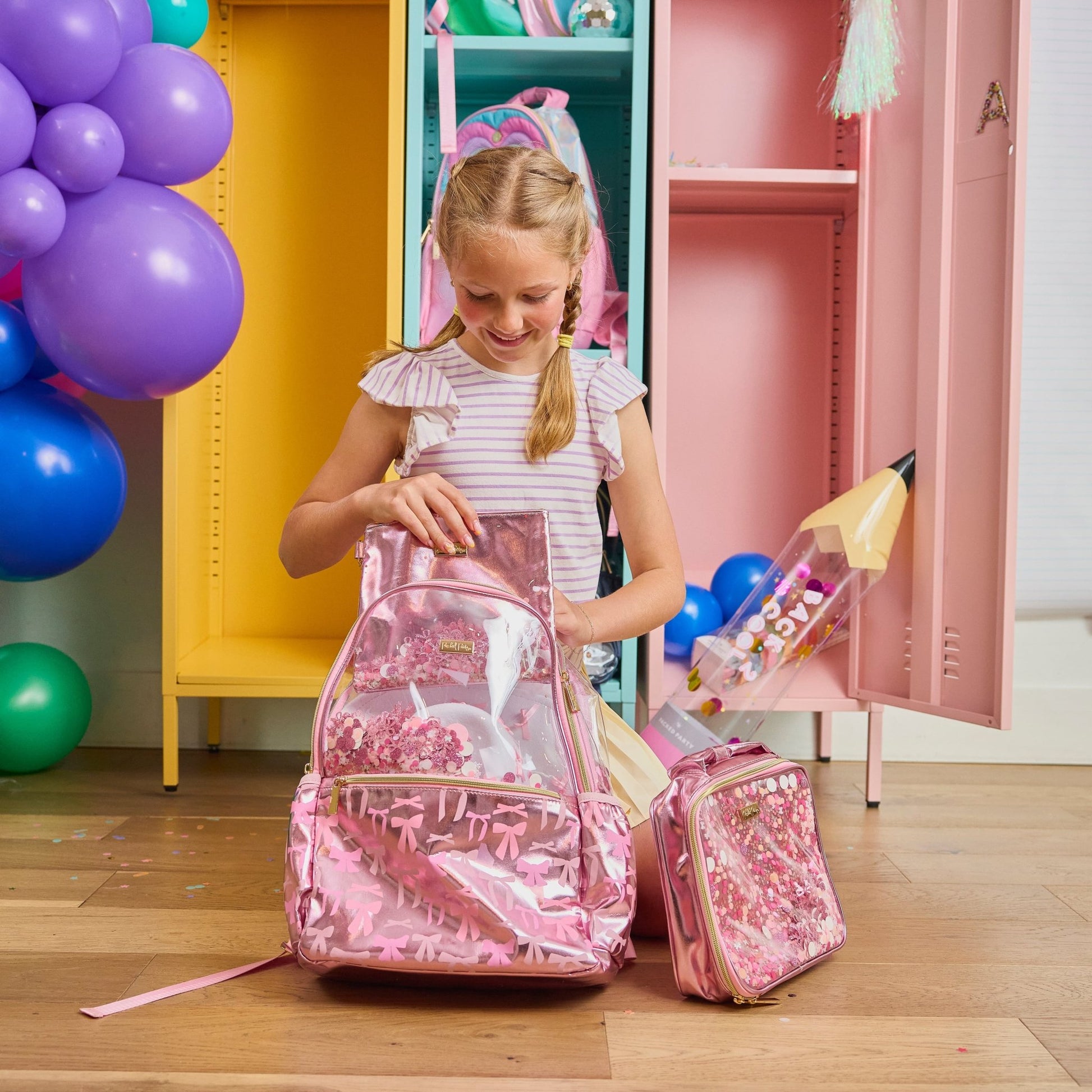 Pink Bow Confetti Everything Pouch - Abbies Place