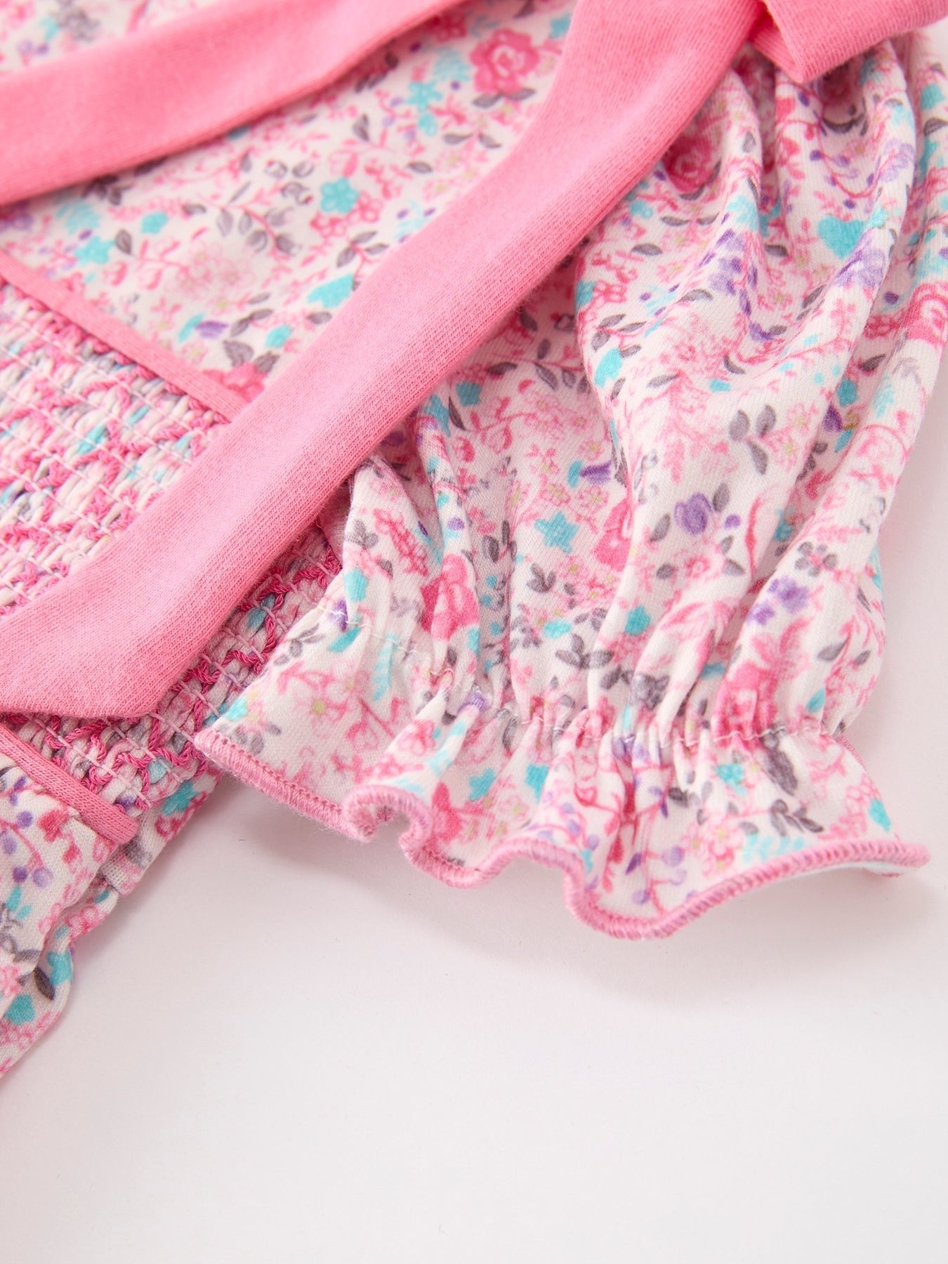 Pink Bow Smocked Floral Baby Bubble - Abbies Place