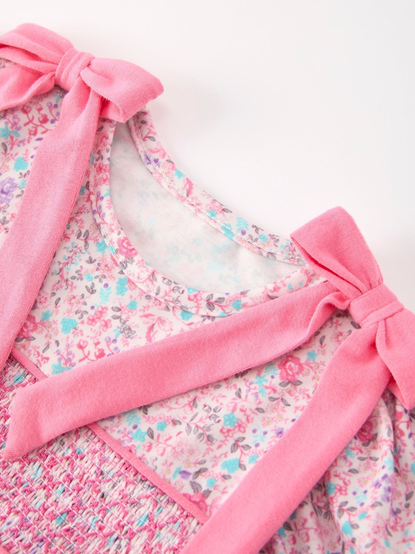 Pink Bow Smocked Floral Baby Bubble - Abbies Place