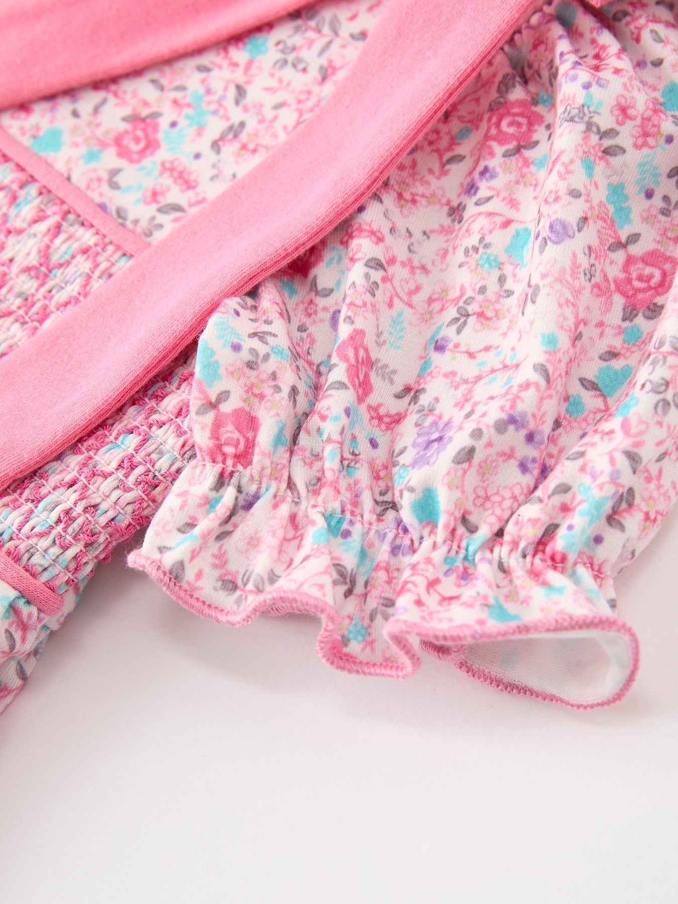 Pink Bow Smocked Floral Girl Dress - Abbies Place