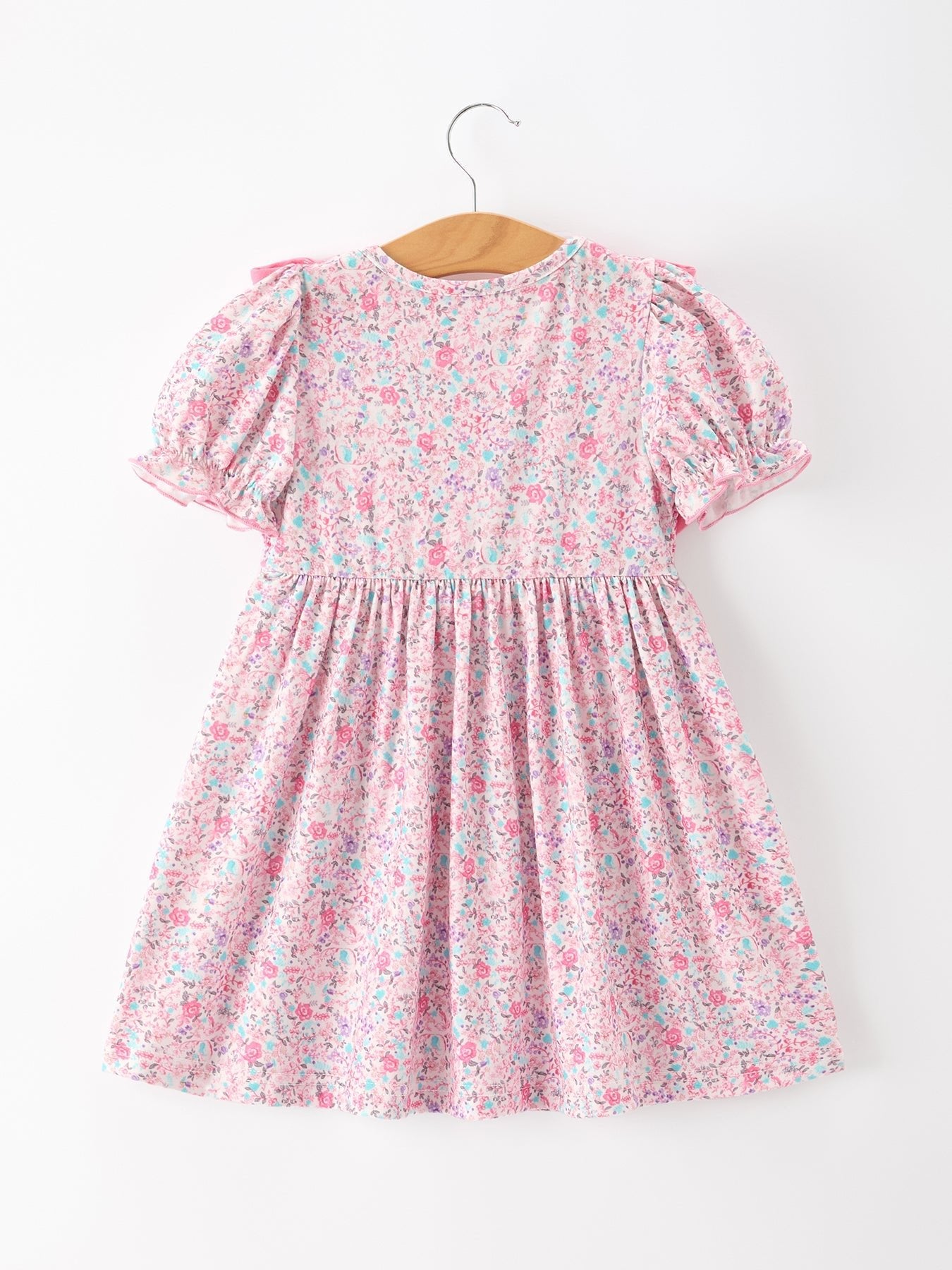 Pink Bow Smocked Floral Girl Dress - Abbies Place