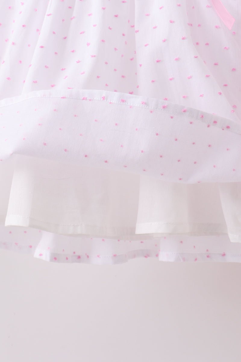 Pink Bow Smocked Swiss Dot Shorts Set - Abbies Place