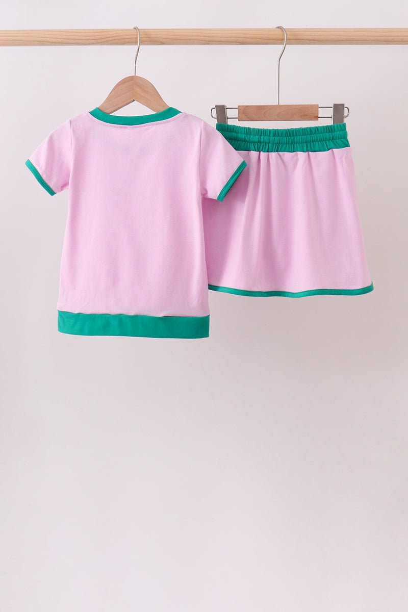 Pink color block Ringer Skorts Set - Abbies Place