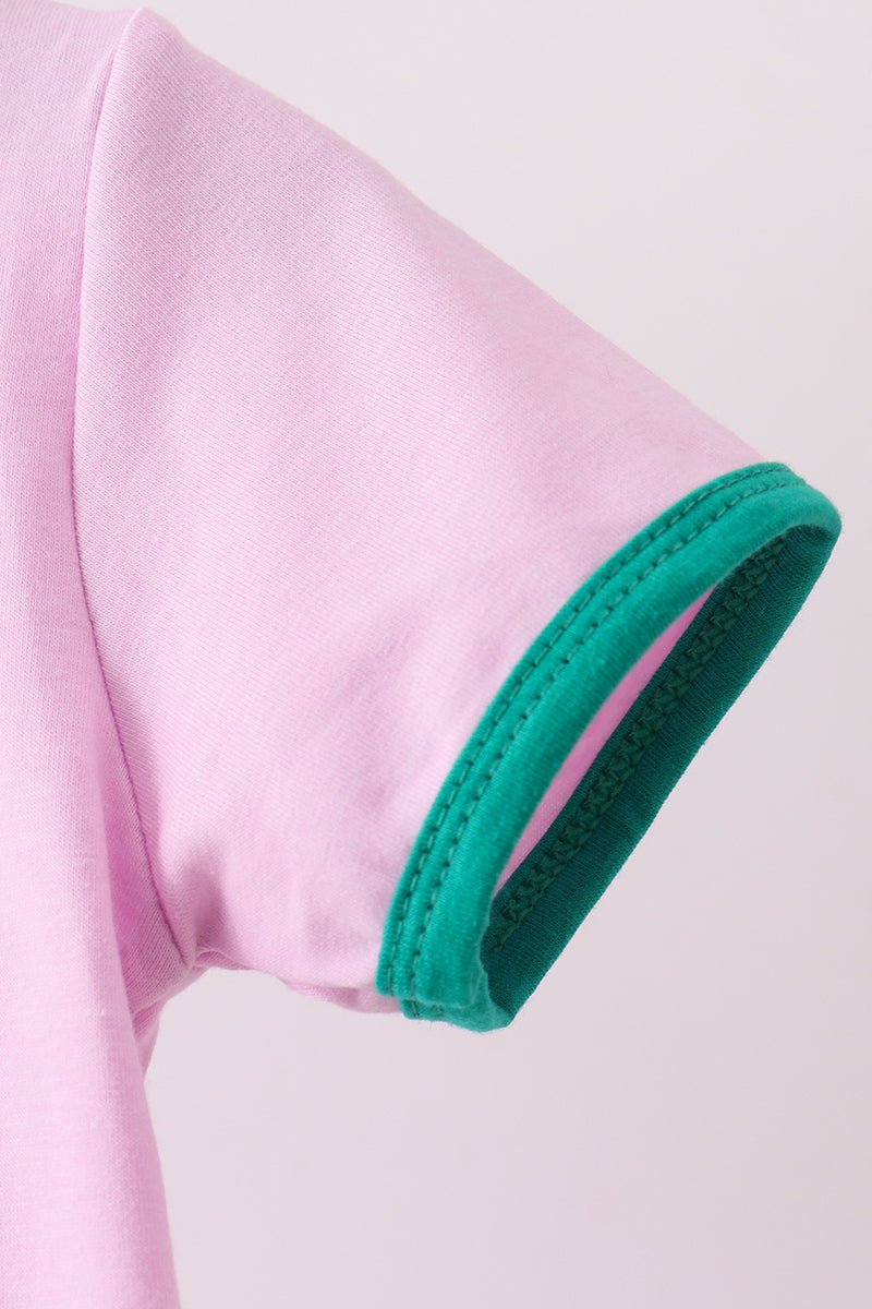 Pink color block Ringer Skorts Set - Abbies Place