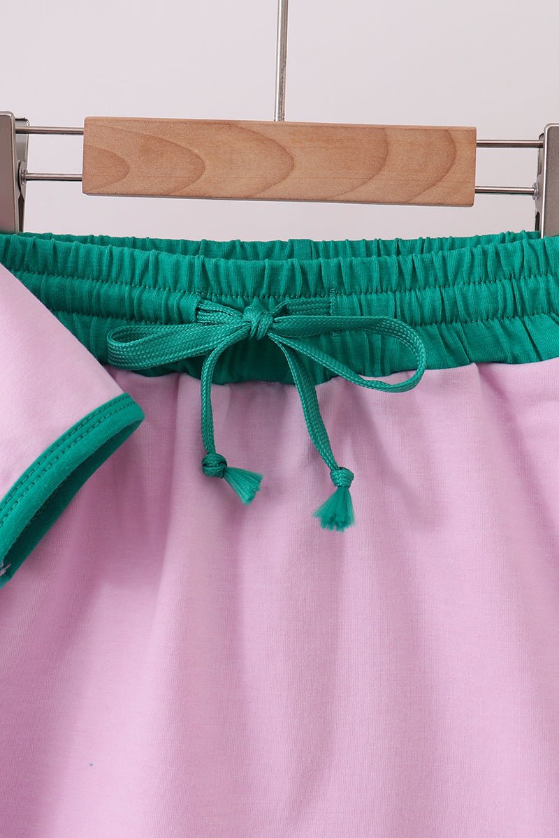 Pink color block Ringer Skorts Set - Abbies Place