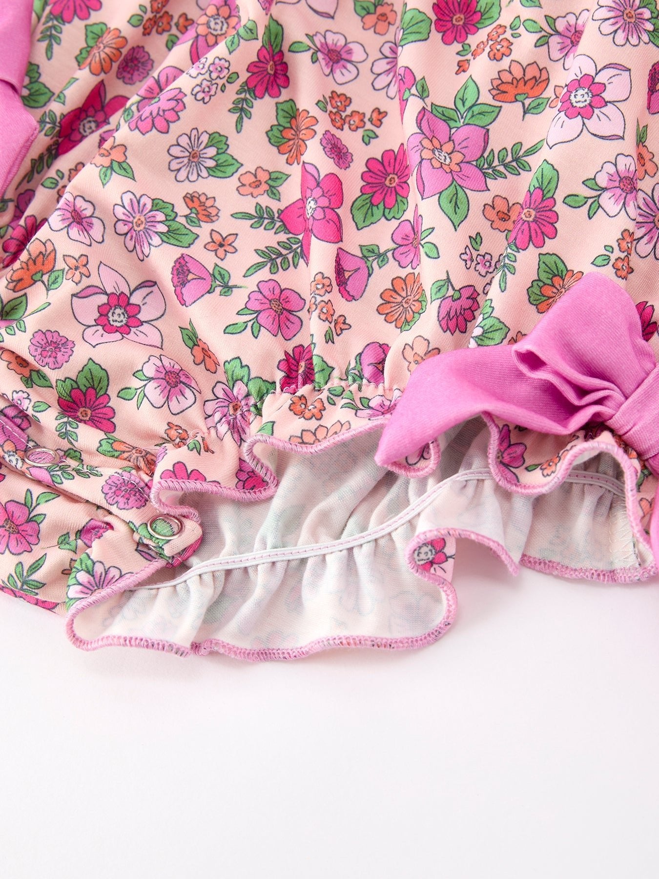 Pink Floral Bow Petals Collar Girls Romper - Abbies Place