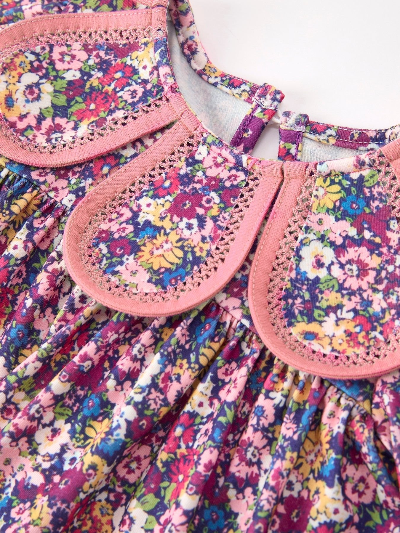 Pink Floral Petals Collar Girl Bloomer Set - Abbies Place